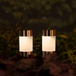 Tuinlampen Set Solar Zilver RVS 10 Stuks Klein -LuxForm Winkel 895829s