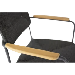 Bora Dining Stoel Met Teak Armleuning - Antraciet -LuxForm Winkel bora dining stoel met teak armleuning antraciet 4 1