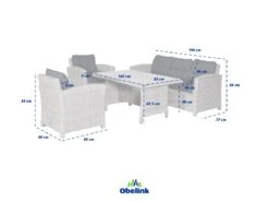 Outdoor Feelings Costa Rica 4-delige Loungeset -LuxForm Winkel costarica4delig afmetingen ecommerce 472a