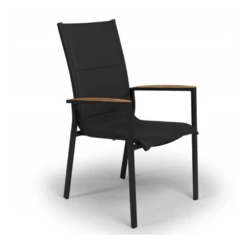 Tuinstoel Foxx Met Hoge Rugleuning - Teak Stapelbare Stoel - Charcoal