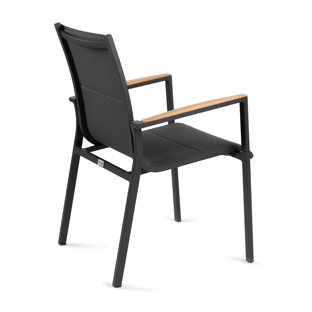 Tuinstoel Foxx - Teak Stapelbare Stoel - Charcoal 4 Tuinstoel Foxx - Teak Stapelbare Stoel - Charcoal - Afbeelding 2